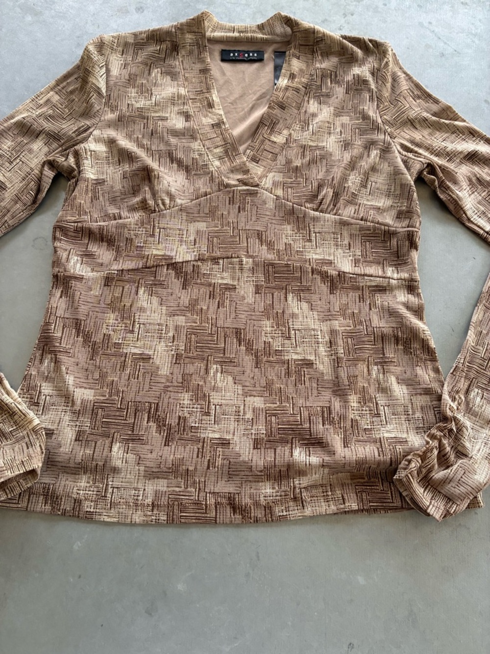 Axcess Brown Patterned V-Neck Tunic Top - Picture 2 of 10